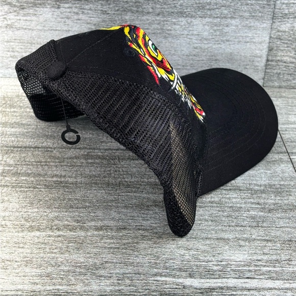 NWOT Ed Hardy DEH Mesh Snapback Trucker Hat Cap Lion Head Tattoo Black OSHA - Picture 5 of 13